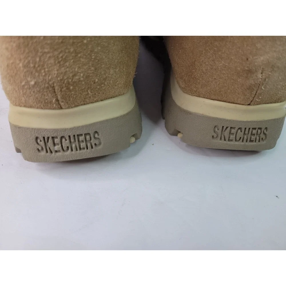 Skechers SN 46099 Women Sand Suede Marled Knit Faux Fur Mid Calf Boots Size 5.5